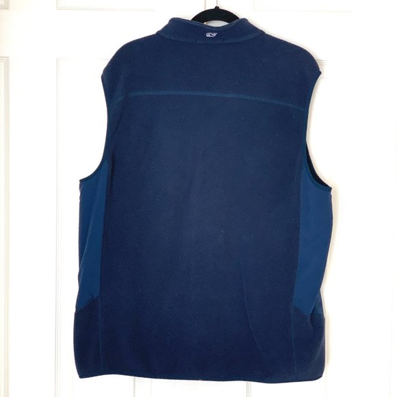 VINEYARD VINES Men s Fleece Full Zip Vest Navy Pockets - Picture 6 of 10